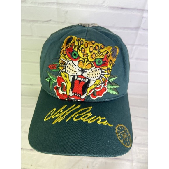 Cliff Raven Artwear Tiger Ed Hardy Tattoo Embroidered Mesh Back Snapback Hat Cap - Picture 1 of 10